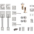 thumbnail image 4 of Ensemble de Poignées de Porte d'Entrée, Ensemble de Serrure de Porte d'Entrée en Nickel Satiné, Ensemble de Poignées d'Entrée avec Serrure, Pêne Dormant à Cylindre Simple et Poignée à Bouton, Réversible pour Portes Droitier et Gaucher (Antique_, 4 of 7