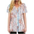 thumbnail image 2 of Yuwull Summer Tops Womens Tops Casual Women'S Fashion Printed Short Sleeve Button Round-Neck And V-Neck Top Blouse Cute Tops For Women On ClearanceXXL(2XL), 2 of 8