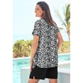 thumbnail image 2 of Swim 365 Women's Plus Size Split-Neck Short-Sleeve Swim Tee With Built-In Bra, 2 of 6