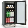 thumbnail image 2 of {IN STOCK} Built-in and Freestanding 15" Mini Beverage Refrigerator/Wine Cabinet, 120 Cans, 34-65°F, Quiet, Adjustable Shelves, LED Lighting, ETL , Touch Controls, Defrost, Double Glass Door, 2 of 9