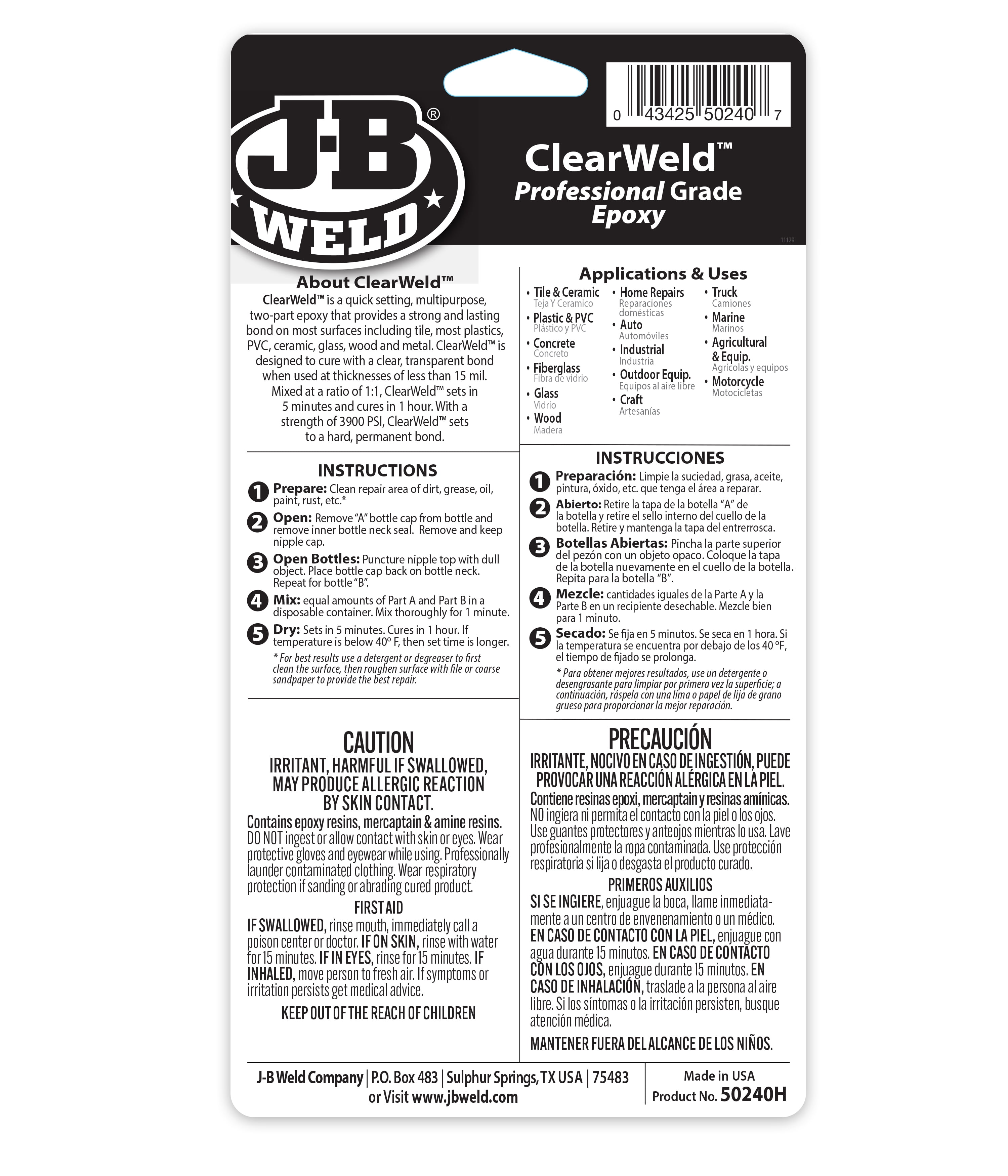 Buy J-B Weld ClearWeld Epoxy Clear, 0.47 Oz.