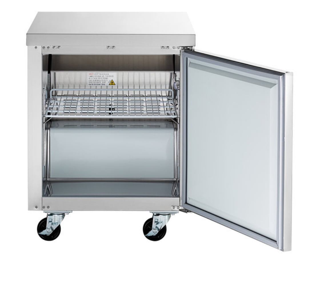 Cooler Depot 27 inch 6.3 cu.ft, 35 1/2" heigh Commercial Undercounter freezer, Solid Doors, Stainless steel exterior, NSF certified.