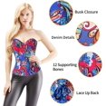 thumbnail image 3 of Femmes Vintage Floral Denim Corset Bustier Haut, 3 of 5