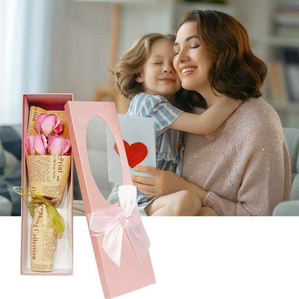 Fiudx Ramo de Flores de Jabón, Caja de Regalo de Rosas Preservadas, Decoración Romántica con Luz Led, Elegante Recuerdo para Ocasiones Especiales, Día de La Madre, Cumpleaños, Navidad, Un Regalo Cons