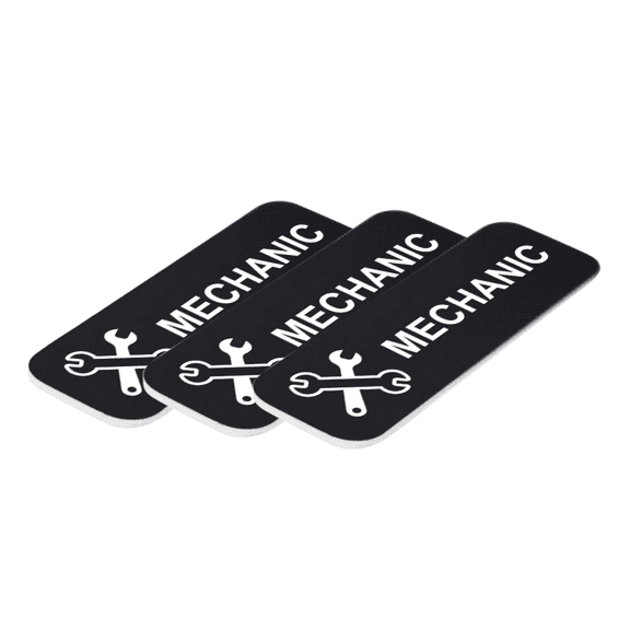 Mechanic 1 x 3" Name Tag/Badge, Black, (3 Pack)