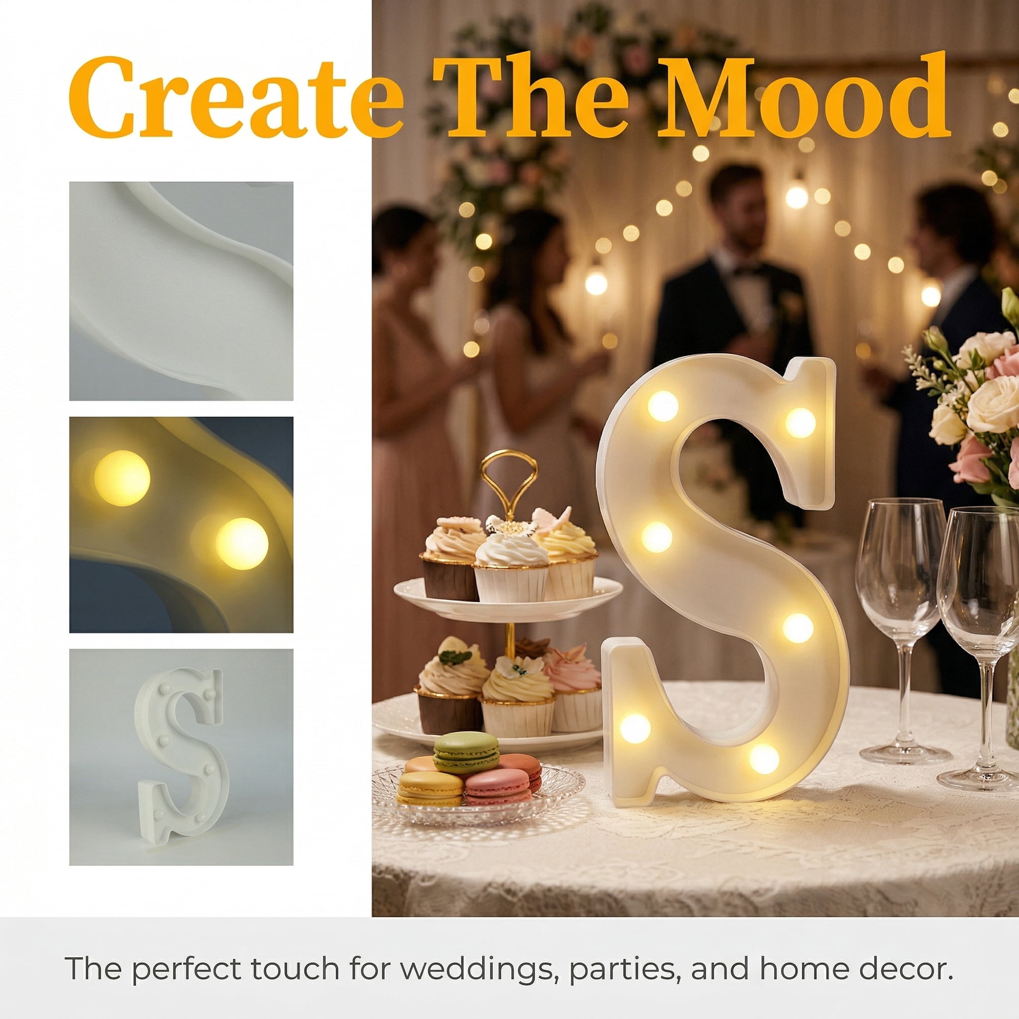 Unique Bargains Marquee Letters With Lights LED Light Up Signs Letter S 6.5"L x 1.5"W x 8.5"H