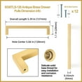 thumbnail image 2 of TONA 6 Pack Cabinet Handle Brushed Brass Drawer Pulls Cabinet Pulls Bar Kitchen Handles 5 Inch Hole Center, 2 of 5