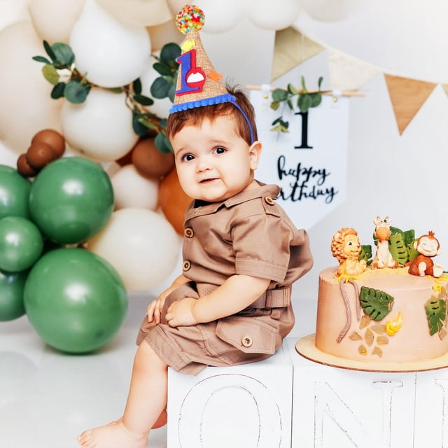 KALLORY Gorro De Cumpleaños 1 Año Con Elástico Y Cómodo Para Cumpleañero