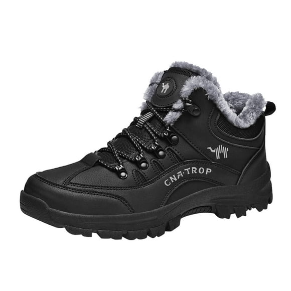 WEAIXIMIUNG Men Sneakers Size 12 Low Cut No Laces Men's Winter Leisure Sports Lace Up Hiking Shoes Warm and Thickened Snow Boots