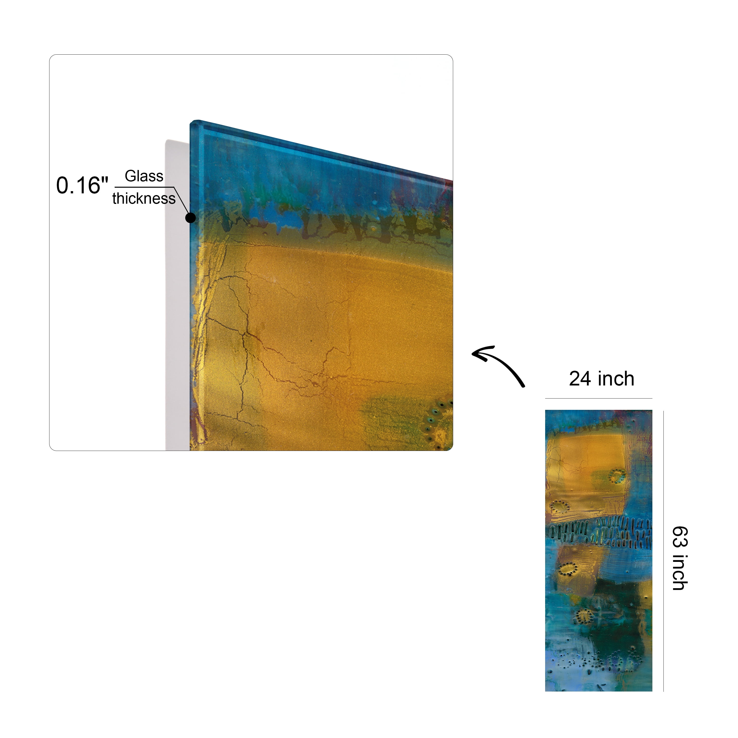 Empire Art Direct Reedy Blue I Frameless Free Floating Tempered Glass Panel Graphic Wall Art, 63" x 24" x 0.2", Ready to Hang