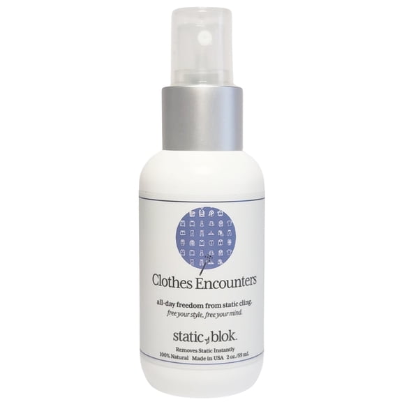 Static Blok Anti-Static Spray for Clothes - Instantly Eliminate Static Cling, Flyaways, and Shocks from Clothes, Fabrics, Linens, Blankets & Rugs- All-Natural Formula - Lasts All Day- 2 oz