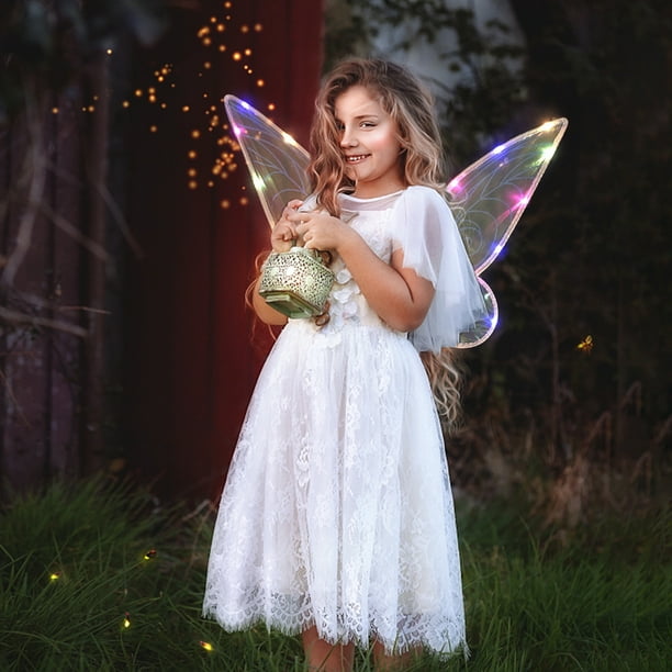 Alas De Hada Mariposa Alas De Hada Mariposa Alas de hadas de mariposa LED Dress Up Angel Party Wing para mujeres niños niña (azul B)