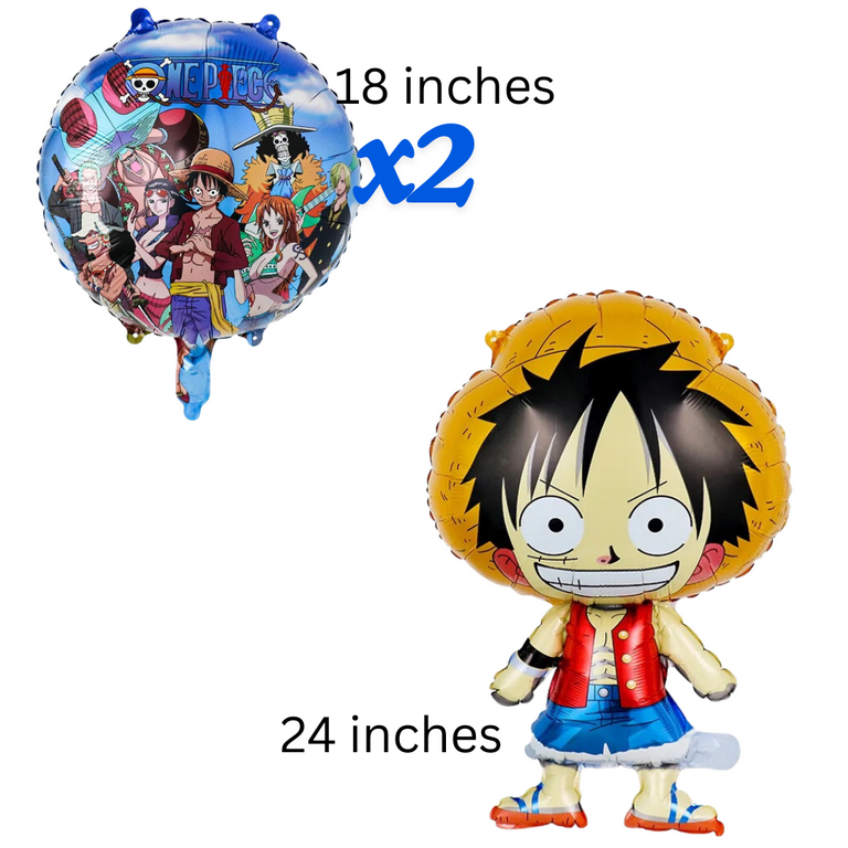 3 pc set Luffy One piece Anime Cartoon Happy Birthday Balloons for