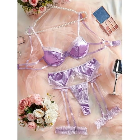 Generic New Sexy Lingerie Three-Point Lace Sexy Lingerie 4 PCs Set