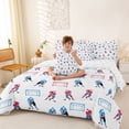 thumbnail image 3 of Castle Fairy Hockey Print Full Size Bedding Sets 7 Pieces, Sport Theme Full Size Bed in a Bag, Red Blue, 3 of 7