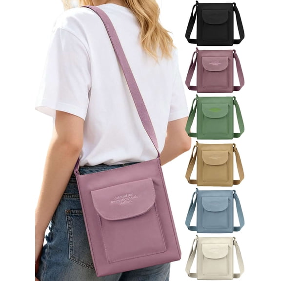 Gustave Shoulder Bags for Women Lightweight Casual Crossbody Purses and Handbags Phone Bag Nylon Water-Resistant Trendy Small Messenger Bag for Travel Work, Purple