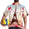 thumbnail image 4 of Eiffel Tower Valentine's Day Men's Casual Poplin Button Down Short Sleeve Hawaiian Beach Shirt, 4 of 6