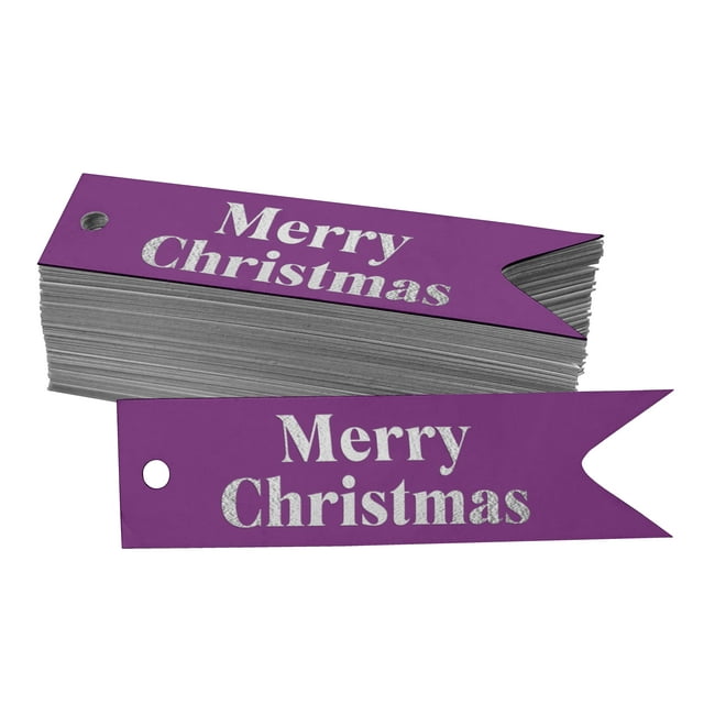 Inkdotpot Pack Of 50 Real Silver Foil Paper Tags Merry Christmas Favor Hang Tags