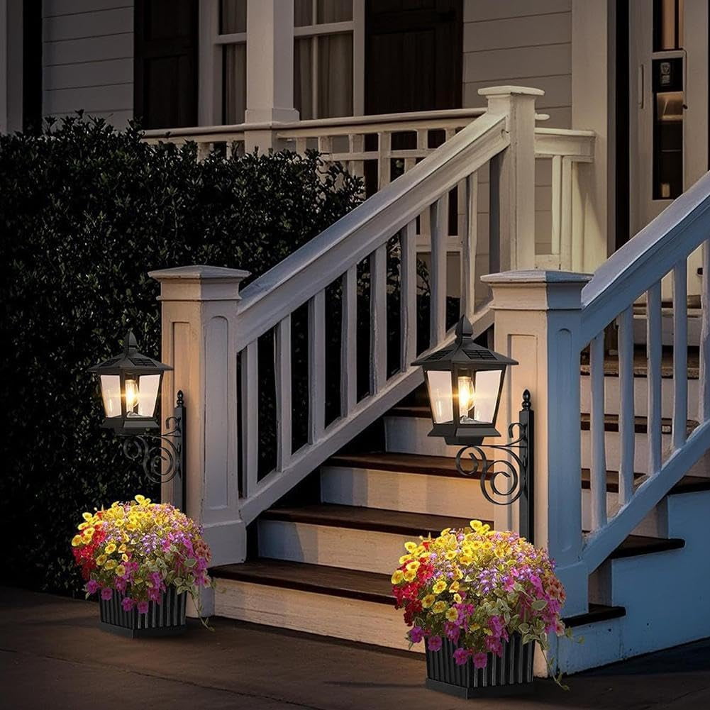 Solar Planter Post Light 2-in-1 Outdoor Wall or Floor Mount Lamp