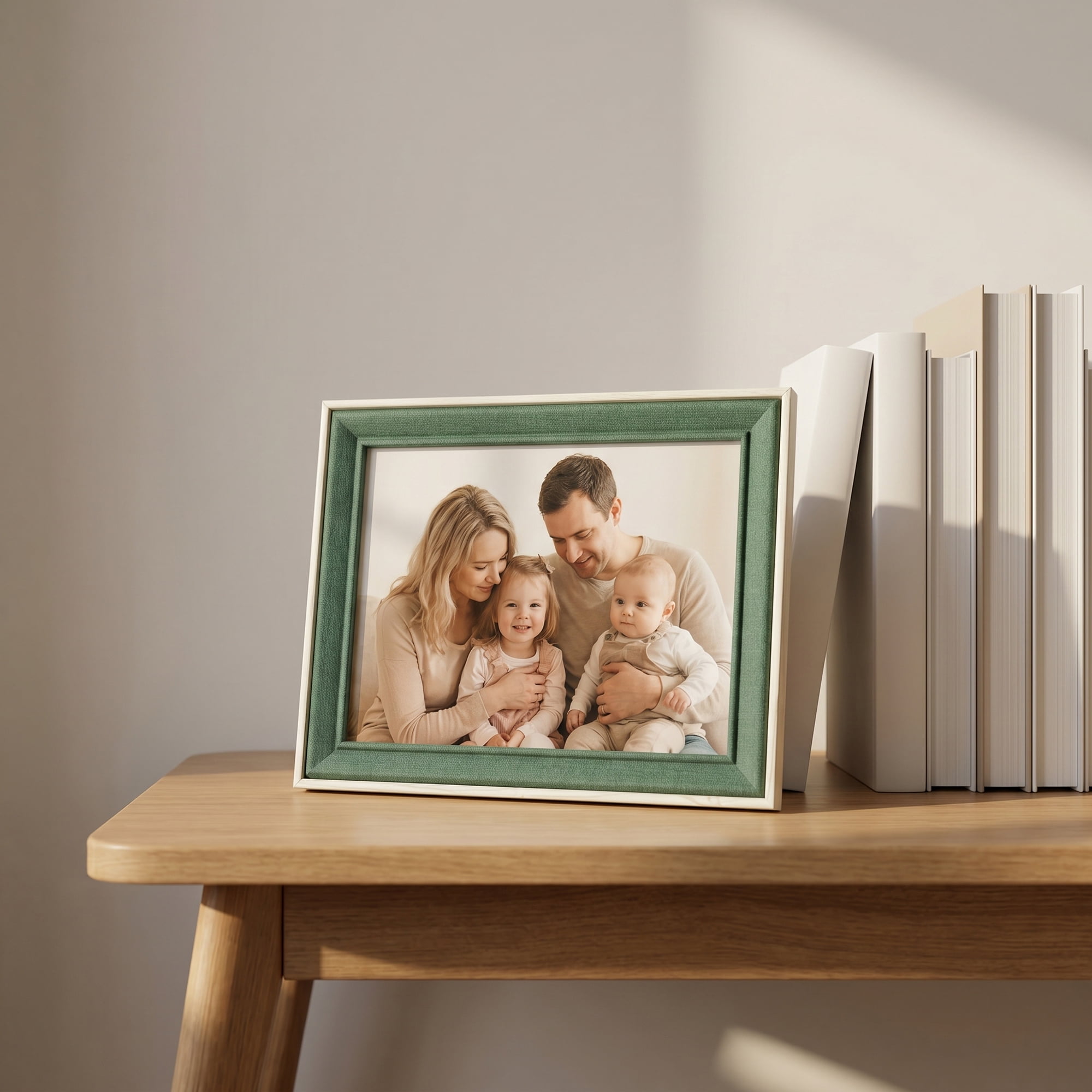 Unique Bargains Rustic Distressed Wood Photo Frame for Wall Mounting White Green 5" x 7"