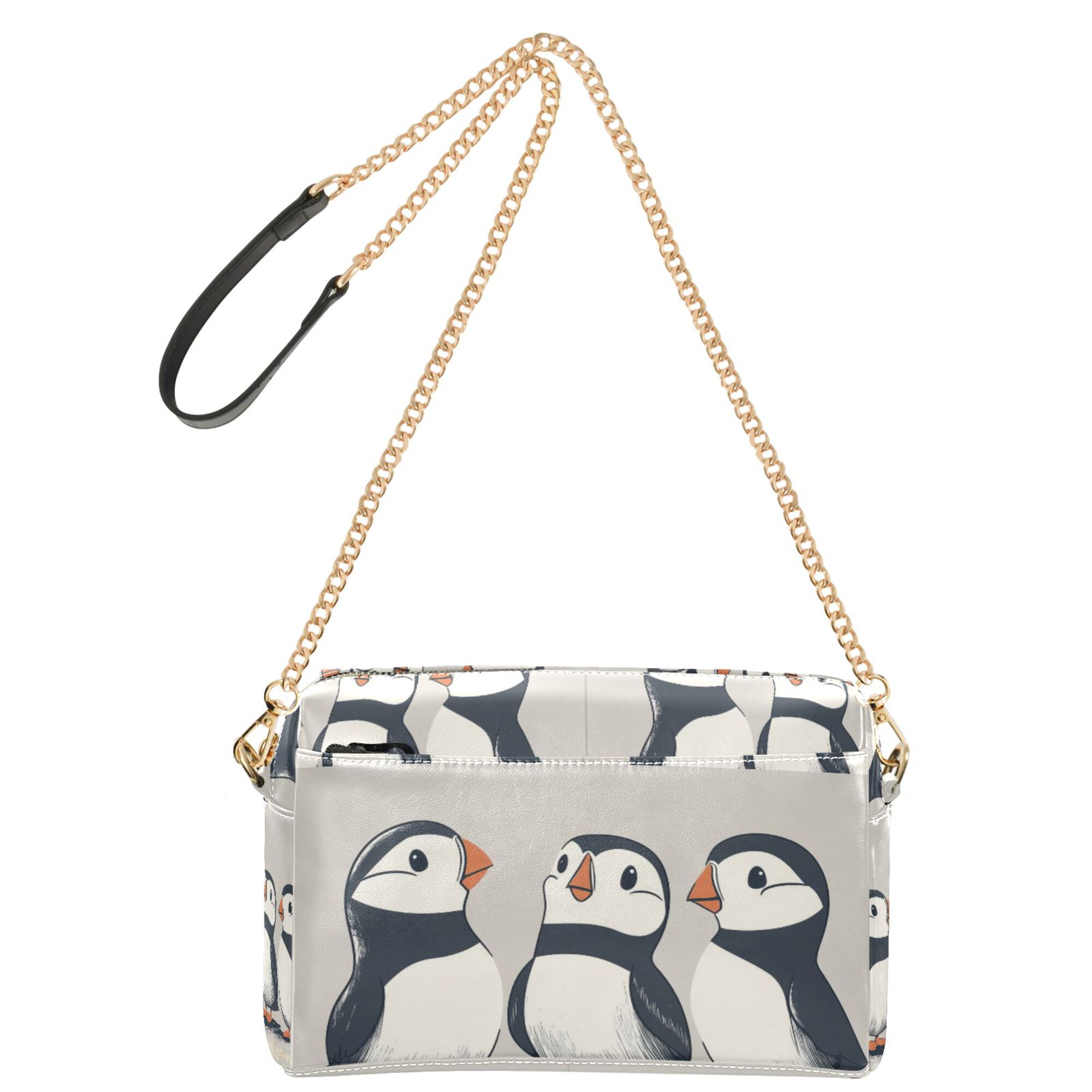 FORMRS Women Crossbody Purse with Chain Strap Vegan Leather Shoulder Handbag, Cute Puffin