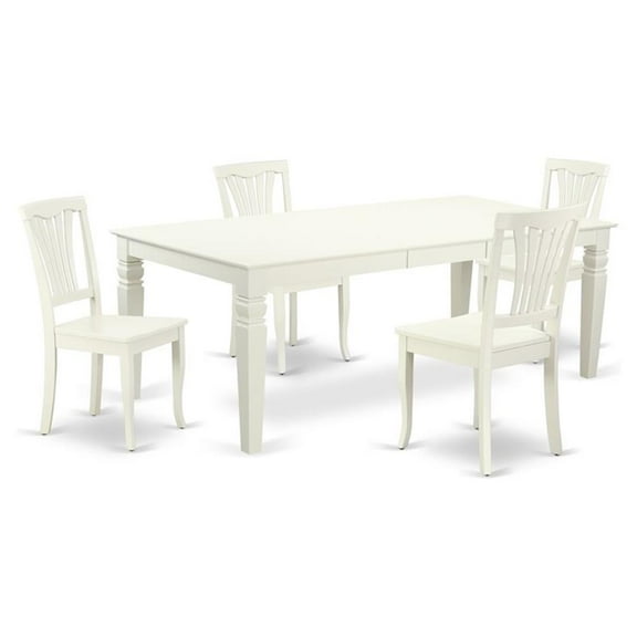 Atlin Designs 5-piece Wood Dining Set with Slatted Chairs in White