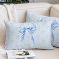 thumbnail image 2 of Cute Bow Throw Pillow Covers, Blue Bowknot Minimalist Solid Color Soft Breathable Pillow Cases with Invisible Zipper for Sleeping, Toddler Pillowcases for Couch Bed Sofa Chair 12x20 Inches, 2 of 9