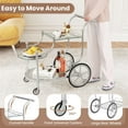thumbnail image 4 of Glass Rolling Bar Cart, Rolling Serving Cart with 3-Tier Shelf, Directional Wheels & Universal Wheels, Mobile Wine Tea Serving Cart for Hotel, Club & Home, 4 of 7