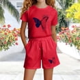 thumbnail image 4 of Amidoa Girls Summer 2 Piece Outfits Floral Short Sleeve and Casual Shorts Kids Clothing Set Red Size 6, 4 of 5
