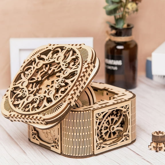 3D Wooden Puzzles Ring Box  DIY Mechanical Gear Puzzle Jewelry Box Model Kit for Adults and Teens Creative Craft Gift & Storage Organizer