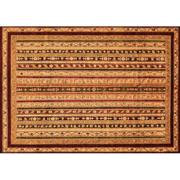 Ahgly Company Indoor Rectangle Abstract Orange Modern Area Rugs, 5' x 8'