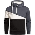thumbnail image 1 of Sweat à Capuche pour Hommes Mode Poche Décontractée Manches Longues Patchwork Noir Manches Longues, 1 of 3