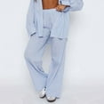 thumbnail image 3 of Pantalones anchos de cintura alta con lazos laterales para mujer - Pantalones casuales plisados - Cremallera, color liso - Ropa de moda de poliéster, 3 of 8