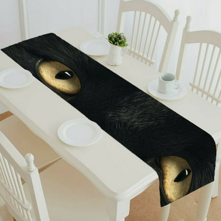 

ECZJNT Black Cat looking at the camera table runner table cloth tea table cloth 14x72 Inch