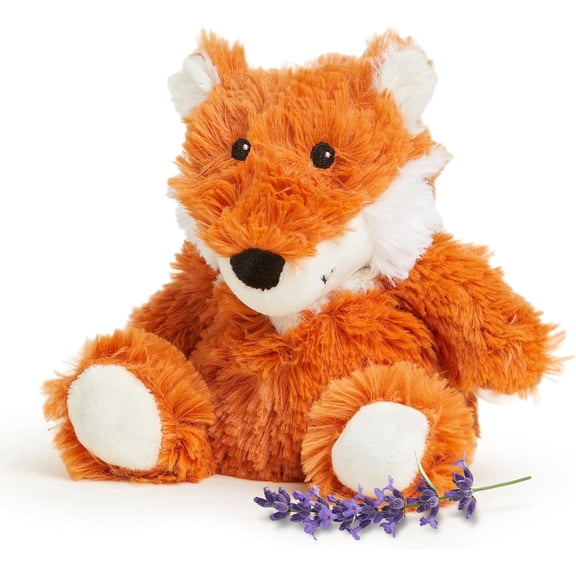 warmies Junior 9” Fox Stuffed Animal, Microwavable Heated Plushies and Weighted Soft Plush Toys
