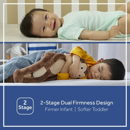 Sealy Flex Cool 2-Stage Crib and Toddler Mattress, Airy Comfort, Breathable Cotton Cover