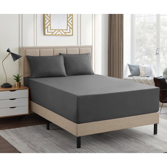 1500 Supreme Collection Extra Deep 21" Pocket 4 Piece Sheet Set King Gray