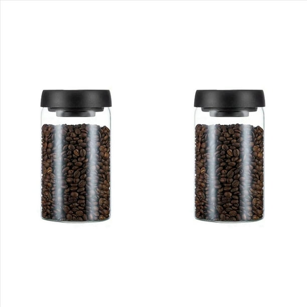 2X Jarra Sellada Al Vacío, Recipiente Hermético de Vidrio para Granos de Café, Alimentos, Granos, Dulces, Tarro de Almacenamiento Fresco de 1200Ml