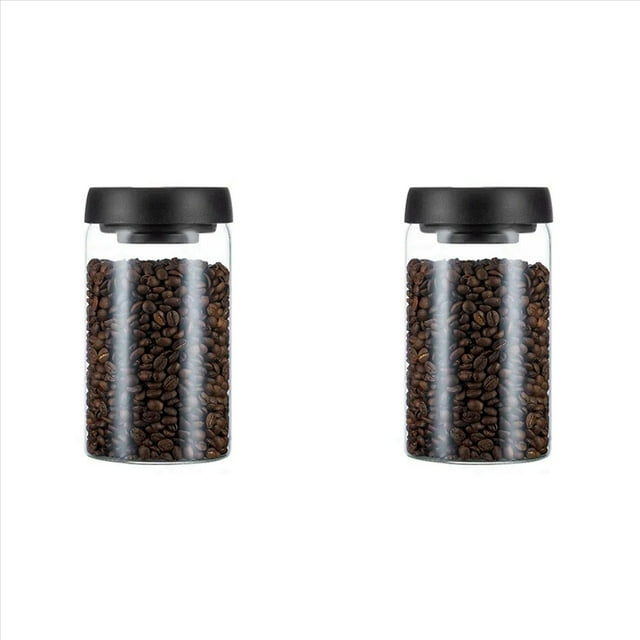 2X Jarra Sellada Al Vacío, Recipiente Hermético de Vidrio para Granos de Café, Alimentos, Granos, Dulces, Tarro de Almacenamiento Fresco de 1200Ml