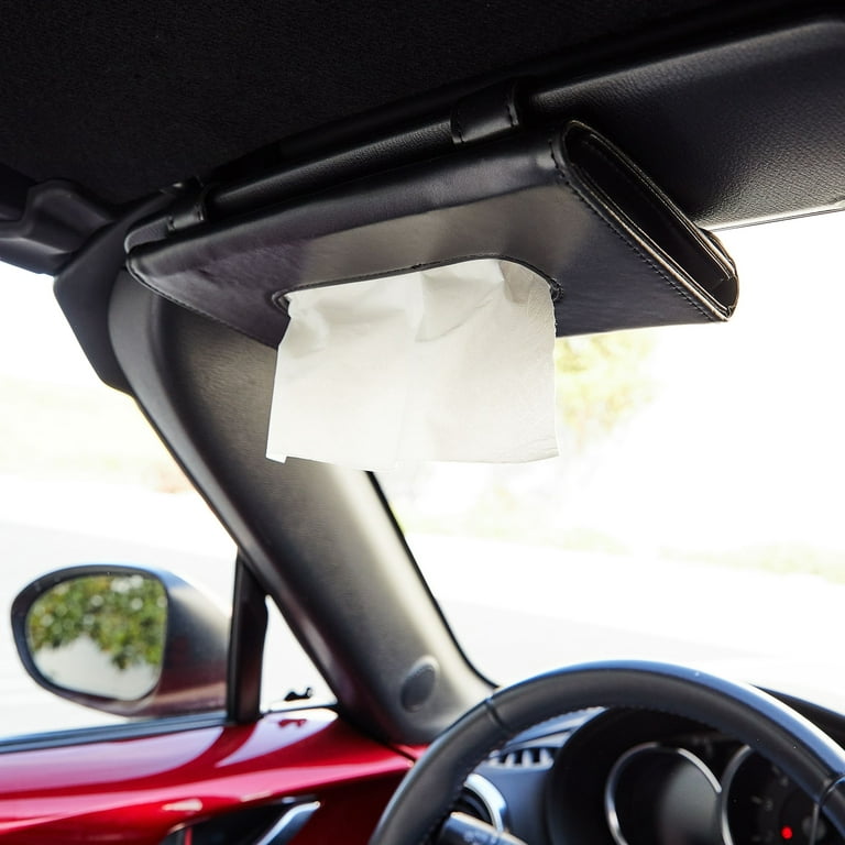 Car Tissue Box Luxury Leather Tissue Holder Car Sun Visor Tissue