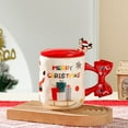 thumbnail image 4 of Kumdkd Christmas Couple Mugs Ceramic Coffee Cup Set with Lid & Spoon, 2-Piece Cute Holiday Design Hot Chocolate Cups, Gift for Couples, Family, Festive Household Drinkware, 4 of 6