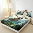 thumbnail image 4 of Manfei Kids Dinosaur Twin Sheet Sets for Boys, Tyrannosaurus Rex Twin Fitted Sheet, Wild Jungle Animal Flat Sheet, Ultra Soft Home Decor 3pcs, 4 of 7