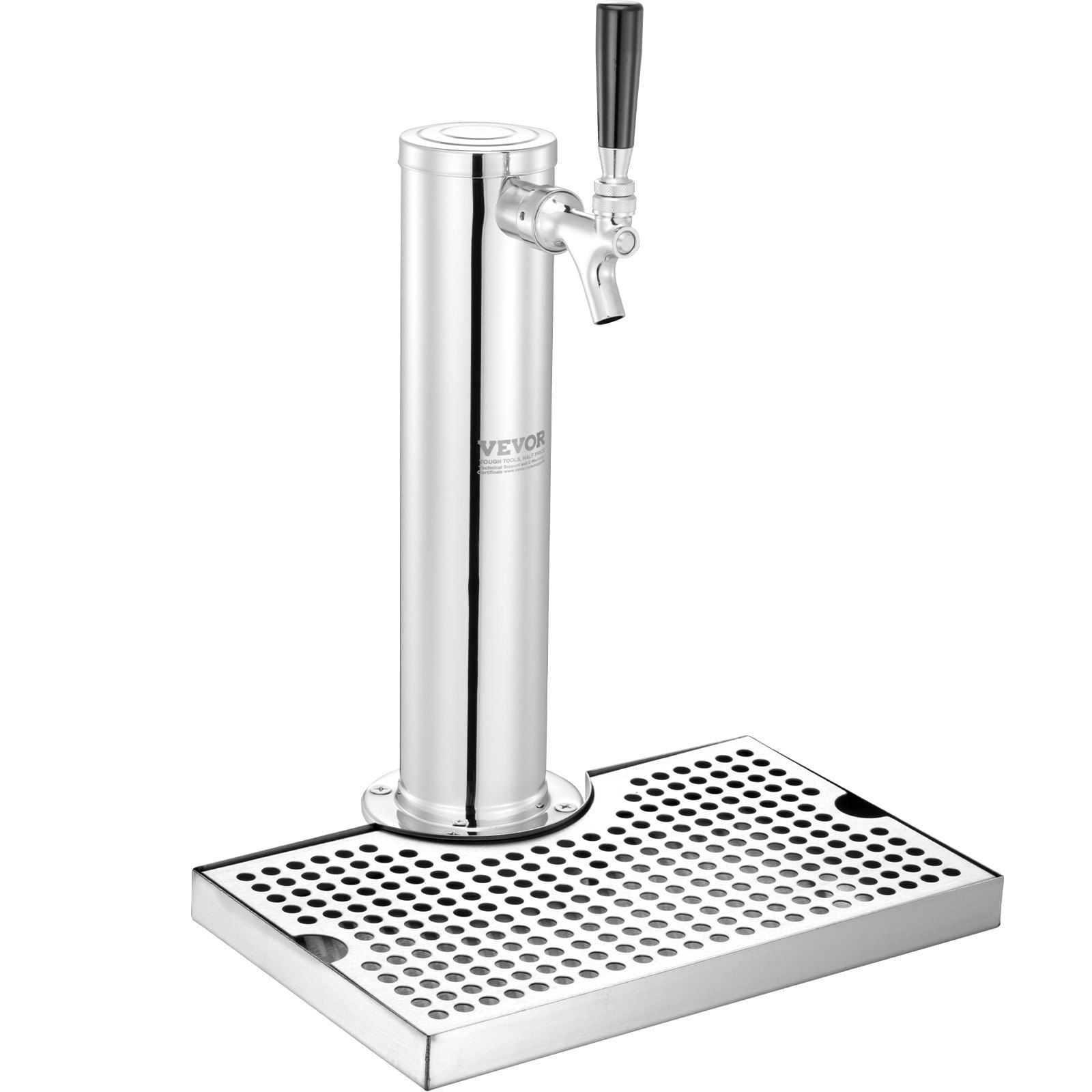 HCY Kegerator Tower Kit, Single Tap Beer Conversion Kit, Stainless Steel Keg Beer Tower Dispenser with Dual Gauge CGA320 Regulator & D-System Keg Coupler, Beer Drip Tray for Party Home