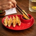 thumbnail image 7 of Dumpling Serving Plate with Built-in Sauce Compartment Divided Snack Dish for Kitchen Dining Table Appetizer Sushi Dessert Home Daily Use Party Supplies, 7 of 7