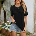 thumbnail image 5 of Uaswgudfs Women's Summer Blouse & T-Shirts: Casual Short Sleeve Shirts with Curved Hem, Round Neck Solid Top, 5 of 7