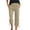 Khaki, variant on Women's Solid Color Drawstring Cropped Linen Pants Casual Capri Trousers, Comfortable, Breathable for Summer