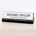 thumbnail image 4 of Artblox Office Desk Name Plate Personalized | Custom Name Plates for Desks on Acrylic Glass Decor | Office Desk Decor Nameplate | Desk Accessories | Black Stripe - (8" x 2.5"), 4 of 5