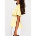 thumbnail image 2 of Women Satin V‑Neck Peplum Blouse, Lace‑Patchwork Short‑Sleeve Summer Casual Tops, 2 of 9