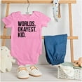 thumbnail image 3 of Worlds Okayest Kid Son Daughter Funny Romper Boys or Girls Infant Baby Brisco Brands NB, 3 of 6