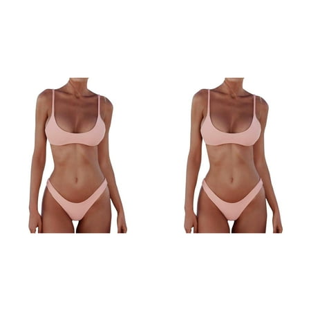 2 Pack Set Bandage Brazilian Bandeau Women Push Up Swimsuit Bikini Swimwear Beachwear Bikinis Set Top Bikini Bikini Tops for Women Bikini Thongs Cute Bikinis for Women Wax Bikini Hair Removal Trendy